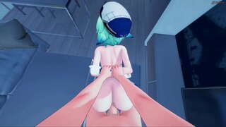 Sahharoosi POV sex doggystyle, seljas oma riista cowgirl, kuni ta saab creampied.