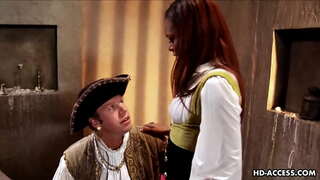 Juoda apskretėlė Marie Luv jojimo baltas gaidys ir prikalė sunku